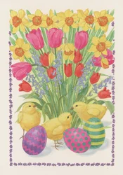 Poussins, œufs et fleurs, 1995